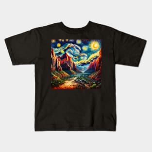 Zion National Park Starry Night - Beautiful Iconic Places Kids T-Shirt